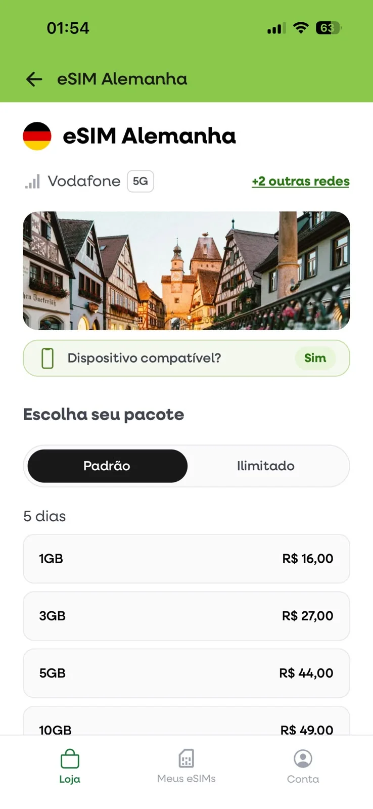 App Zuupa - eSIMs para viagem